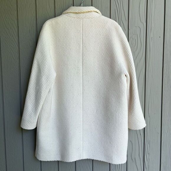 Massimo Dutti Textured Cream Coat Women’s L | Waffle Weave Minimalist Jacket - Picture 8 of 9